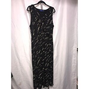 Apt 9 Women's Black Beige Abstract Print Sleeveless Maxi Dress Size XL